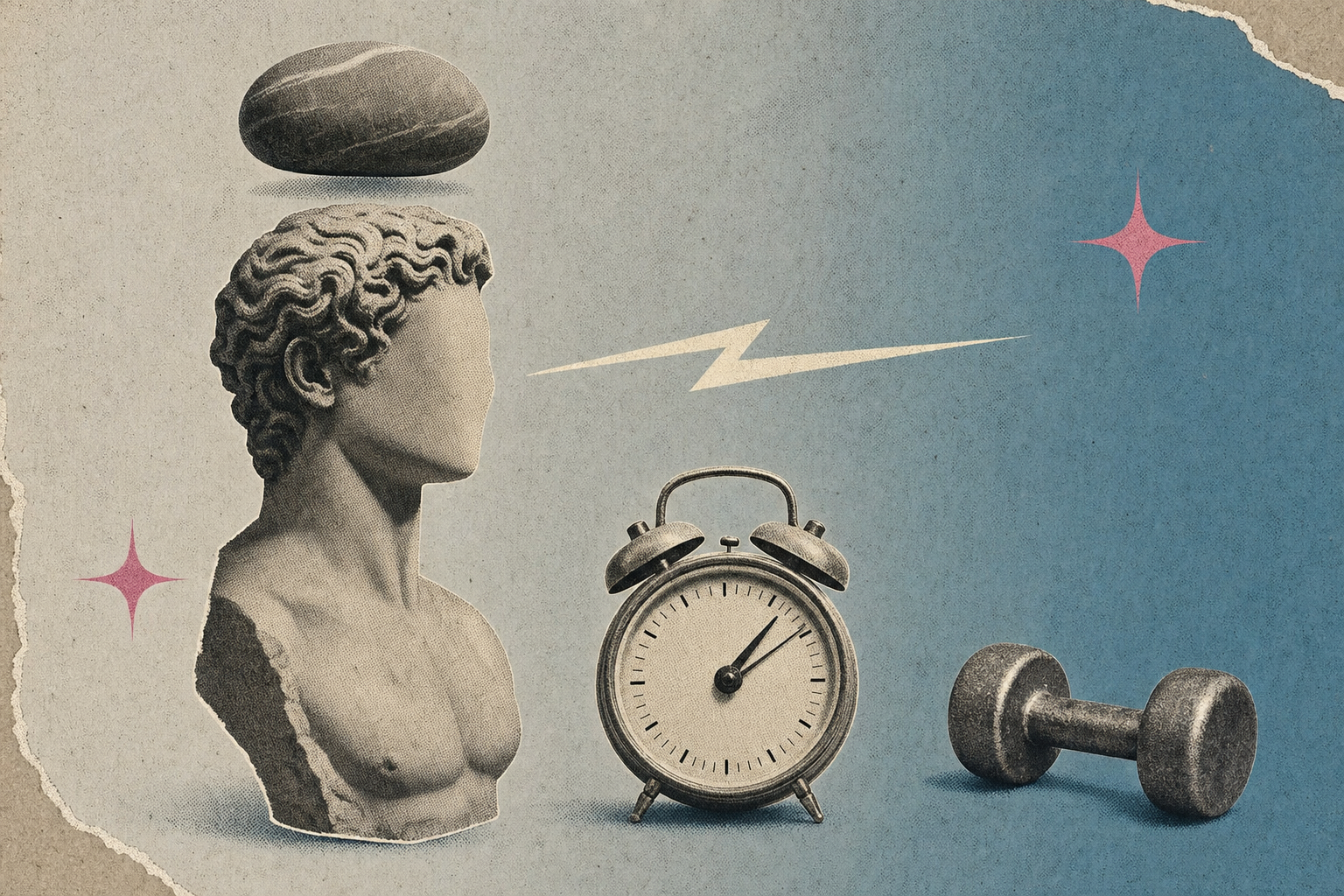 Collage editorial sobre kegel masculino y entrenamiento del suelo pélvico