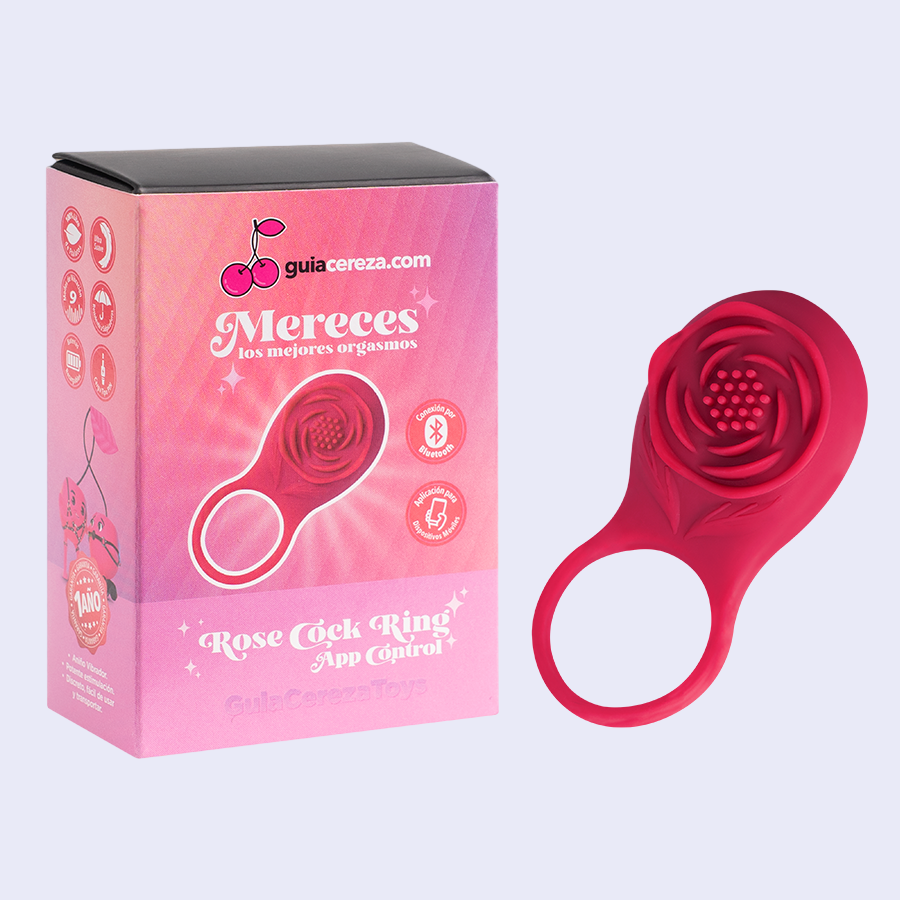 Guiacereza Rose Cock Ring: Anillo Vibrador en Forma de Rosa con App