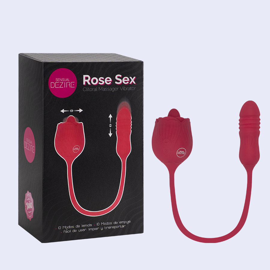 Sensual Dezire Rose Sex: Succionador en Forma de Rosa con Bala Thrusting