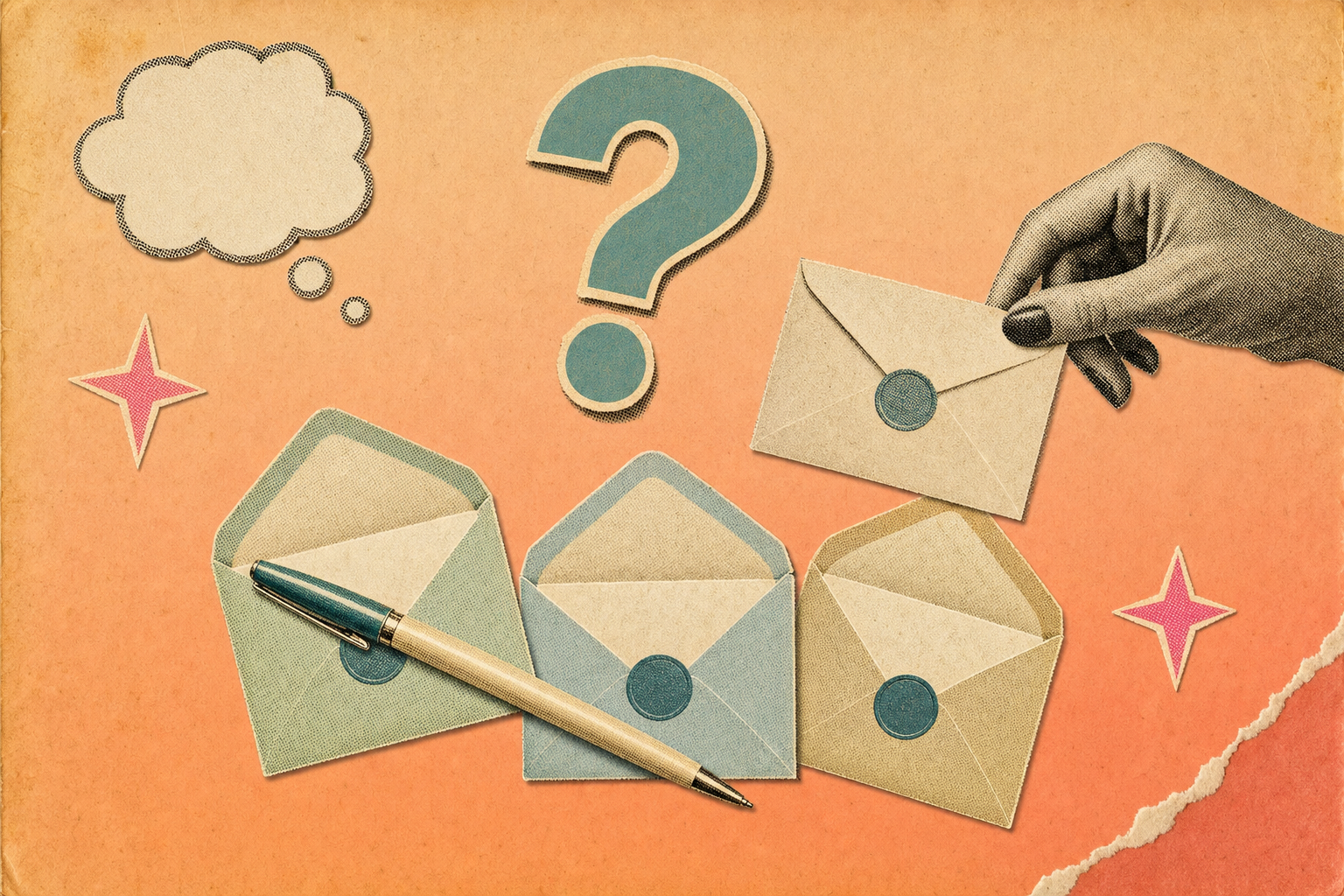 Collage editorial sobre cartas íntimas y dudas respondidas con honestidad