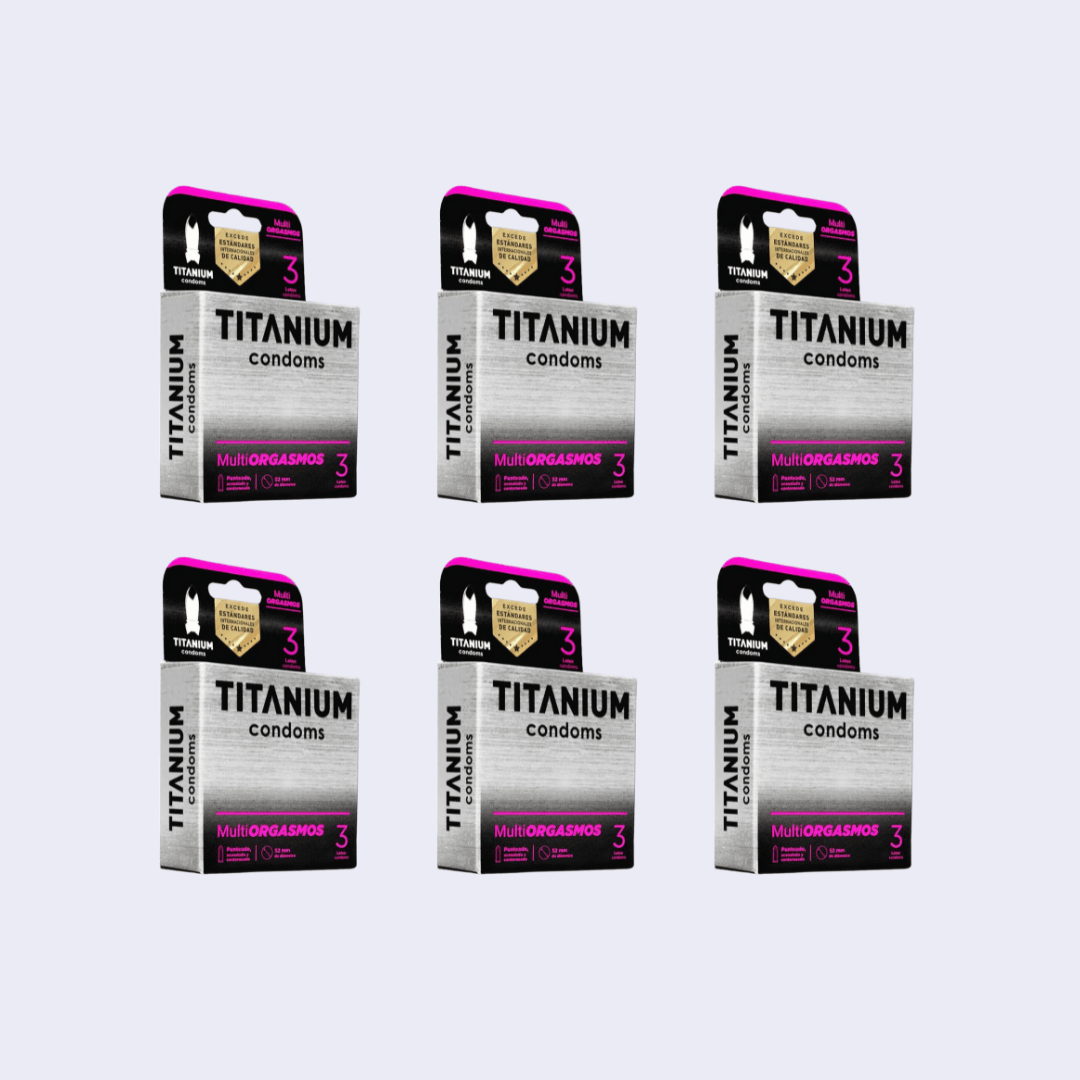 6x3 = 18 Condones Titanium Multiorgasmos