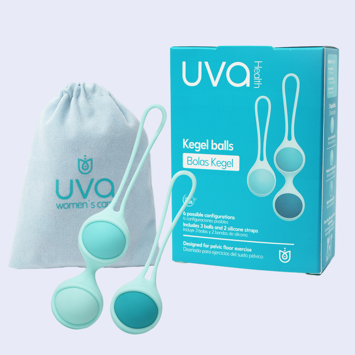 Uva Bolas Kegel | Kit de 3 bolas y 2 bandas de silicona