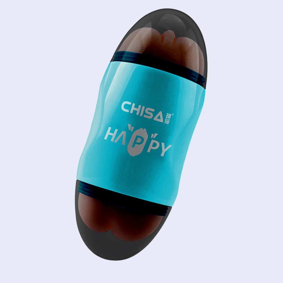 Masturbador Doble Heppy Blue con Bala Vibradora y Lubricante