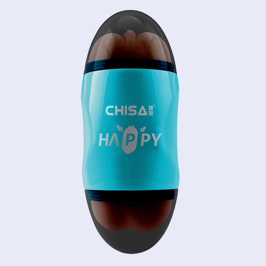 Masturbador Doble Heppy Blue con Bala Vibradora y Lubricante
